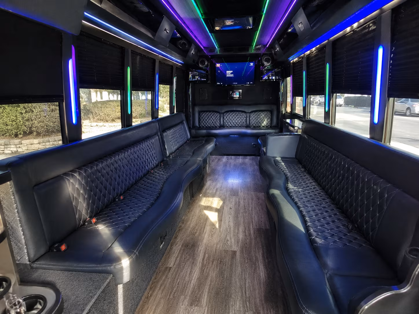 coon rapids 15 passenger party bus interior