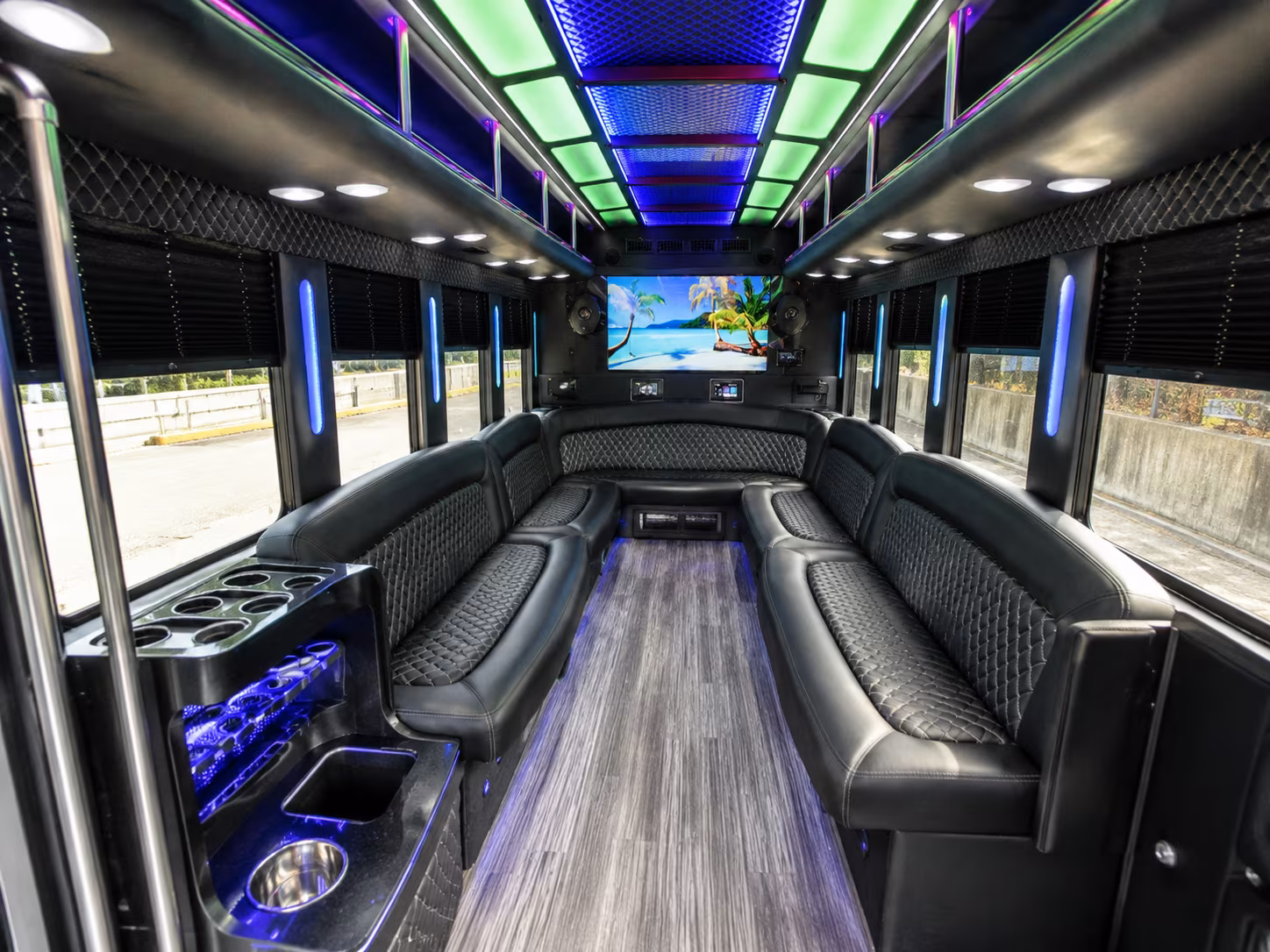 coon rapids 18 passenger party bus inside