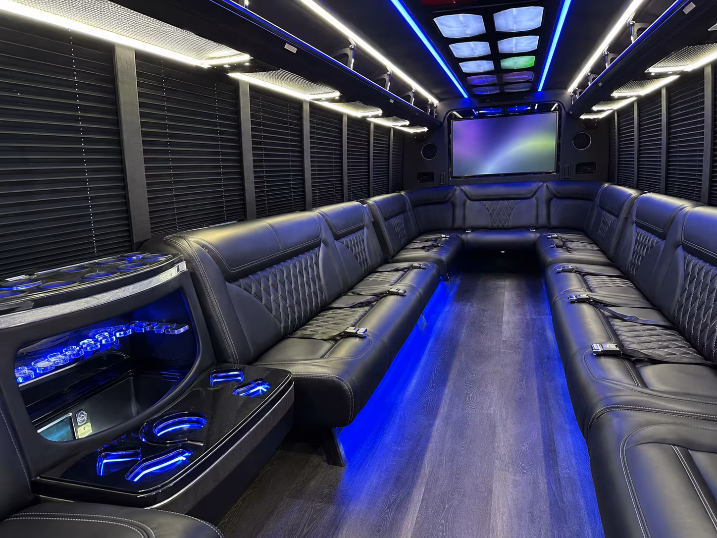 coon rapids 20 passenger party bus inside