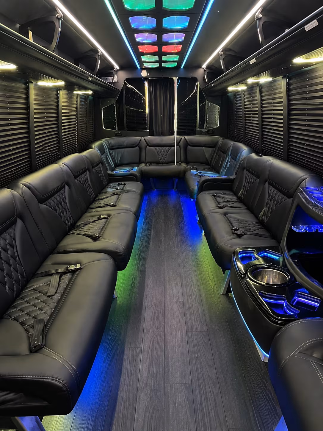coon rapids 20 passenger party bus interior