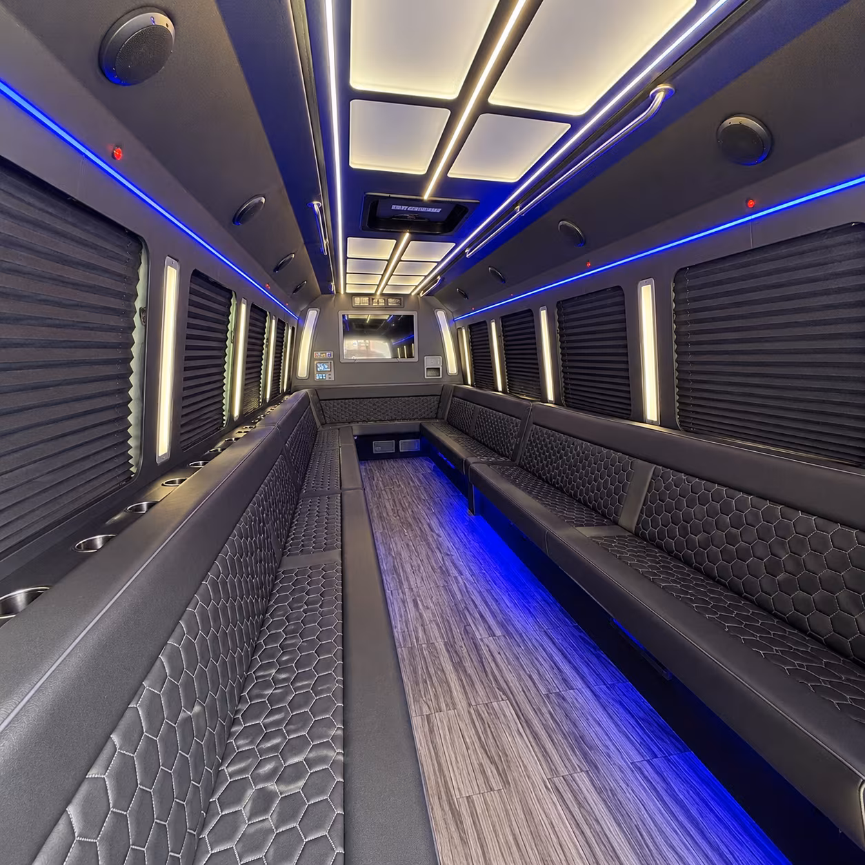 coon rapids 30 passenger party bus interior
