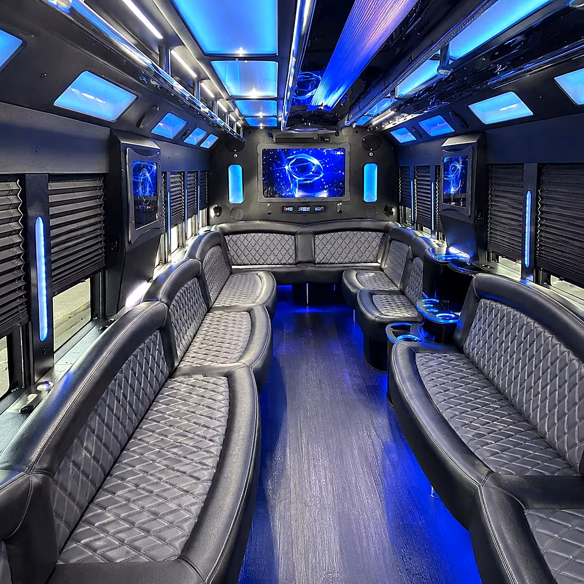 coon rapids 50 passenger party bus interior